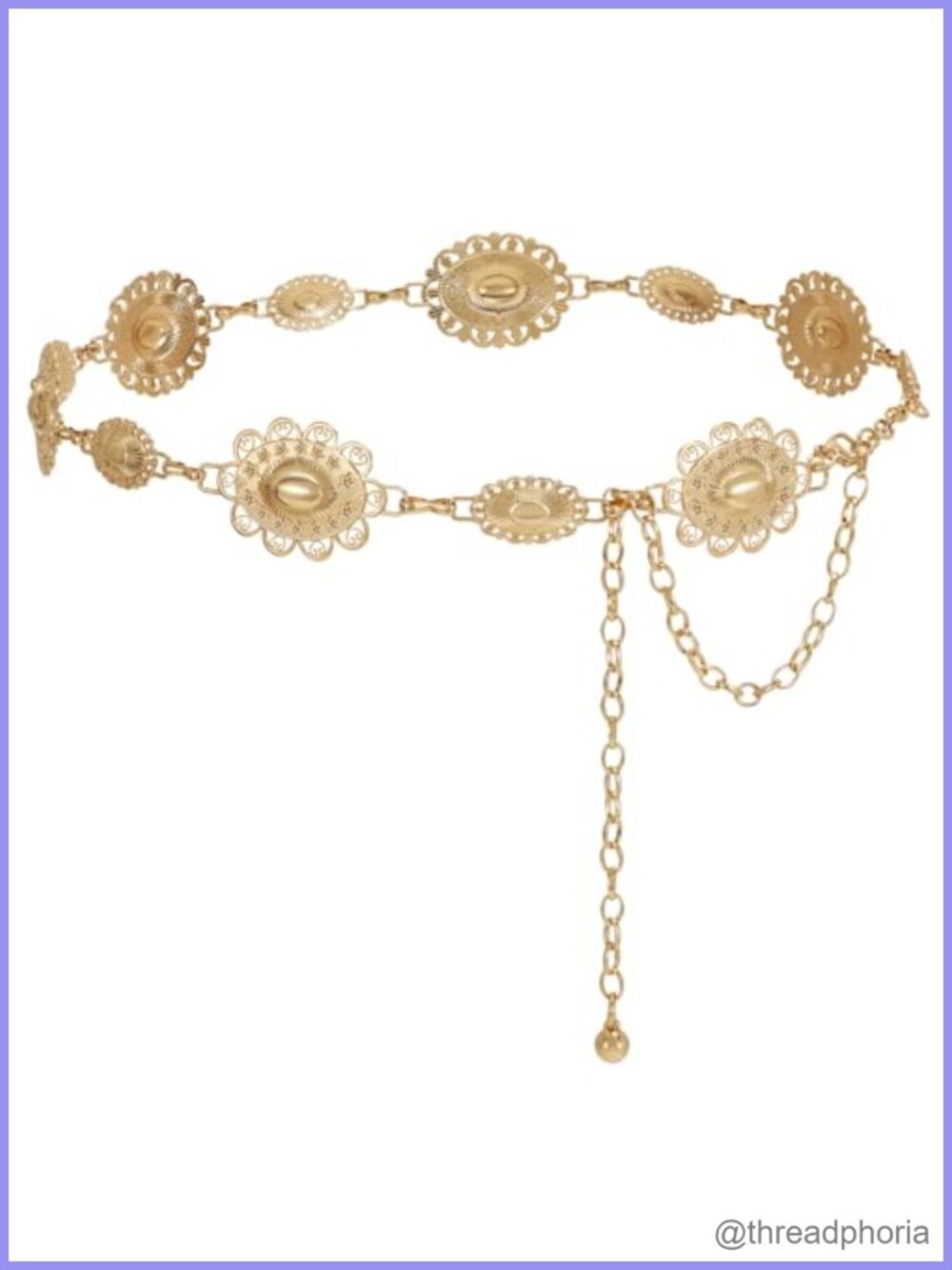 Metal Concho Chain Belt Adjustable Western Waist Chain for Dress Pants